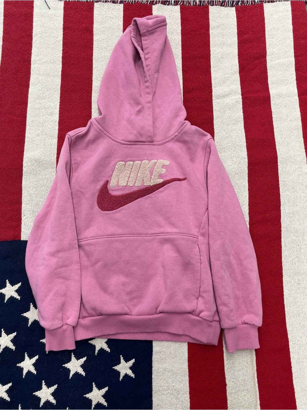 Nike Pink Hooded Sweatshirt with Burgundy Swoosh Girls Size 6